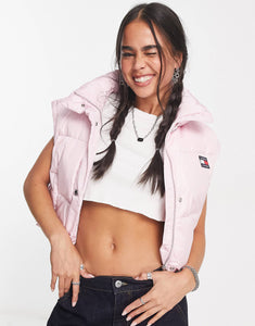 Tommy Jeans cropped detachable puffer pink