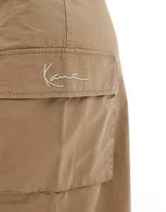 Karl Kani signature midi cargo skirt dark beige