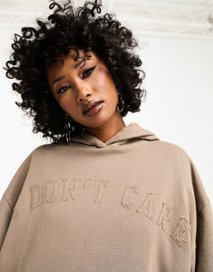 DESIGN oversized hoodie don't care applique