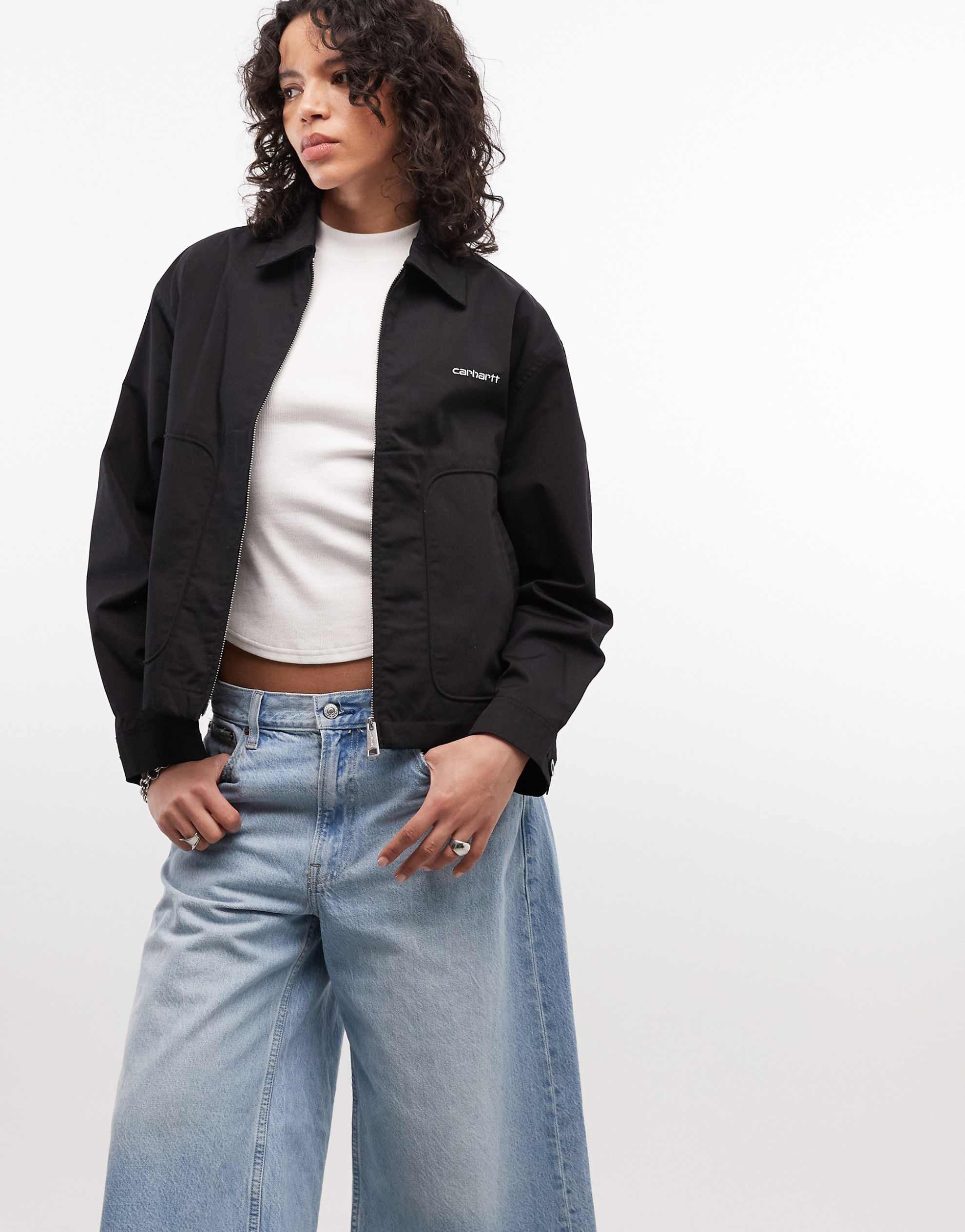 Carhartt WIP postal zip through jacket black