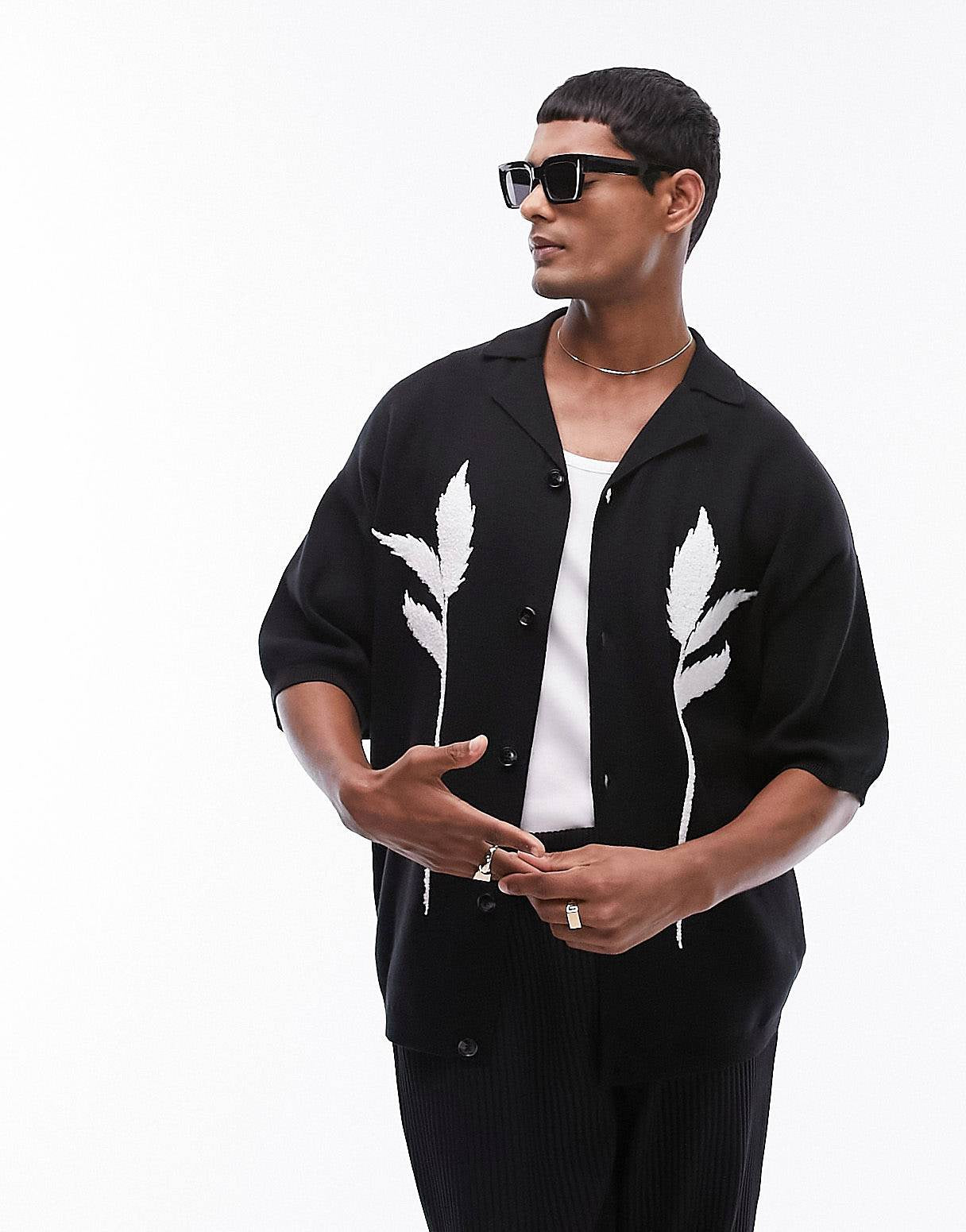 Topman floral shirt black