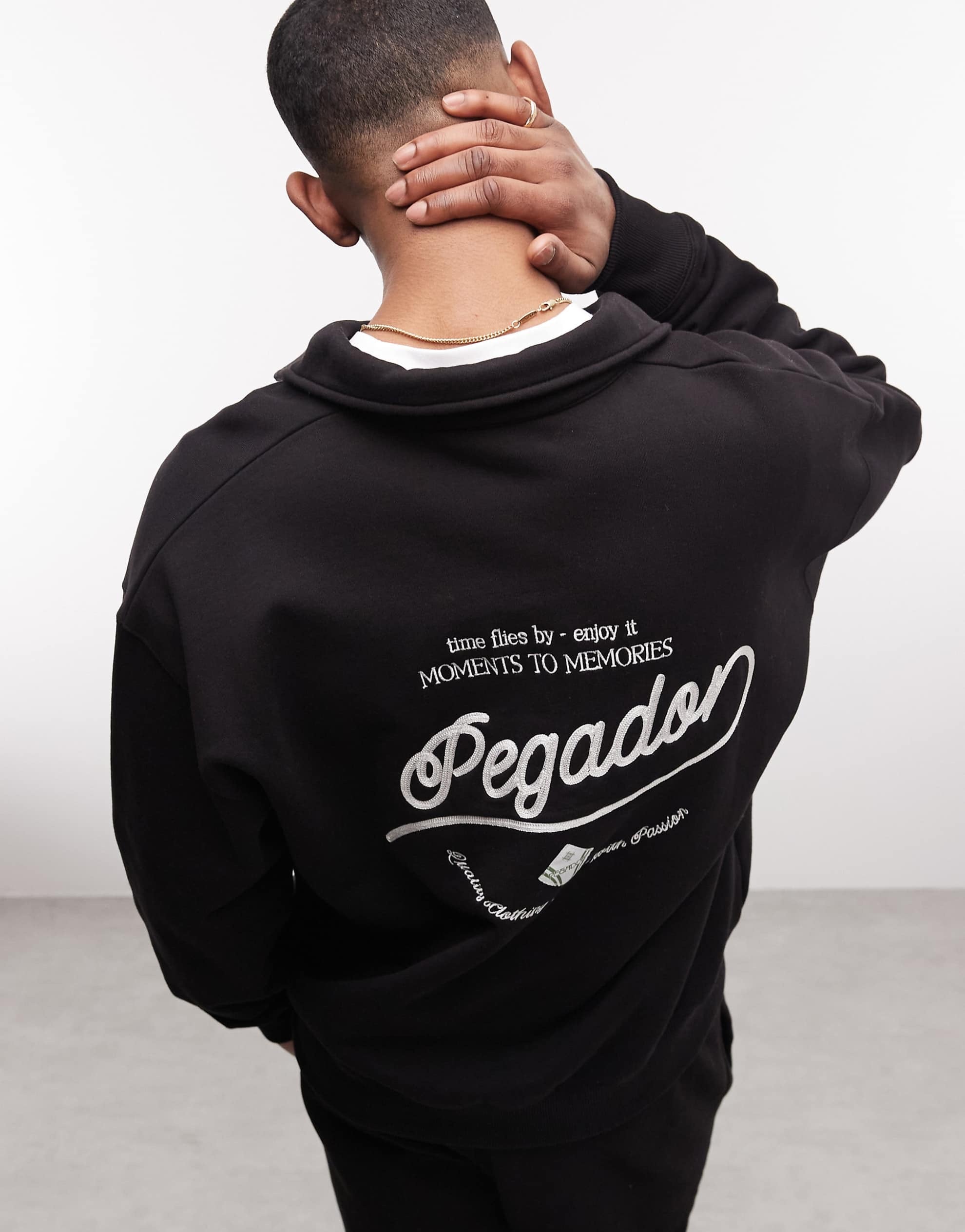 Pegador belmonte polo sweatshirt with back print logo black