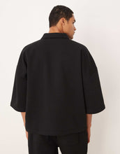 Load image into Gallery viewer, DESIGN oversized 3/4 sleeve quarter zip sweatshirt black