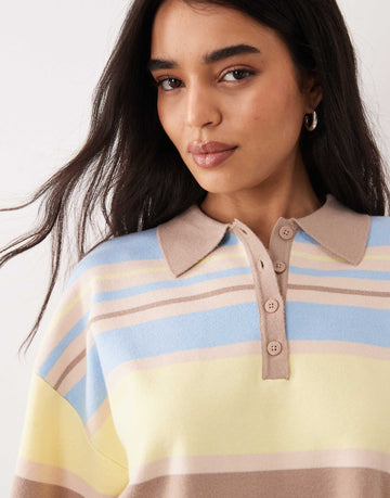 DESIGN boxy striped polo pastel multi