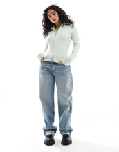 Load image into Gallery viewer, DESIGN knitted zip through collar cardigan green