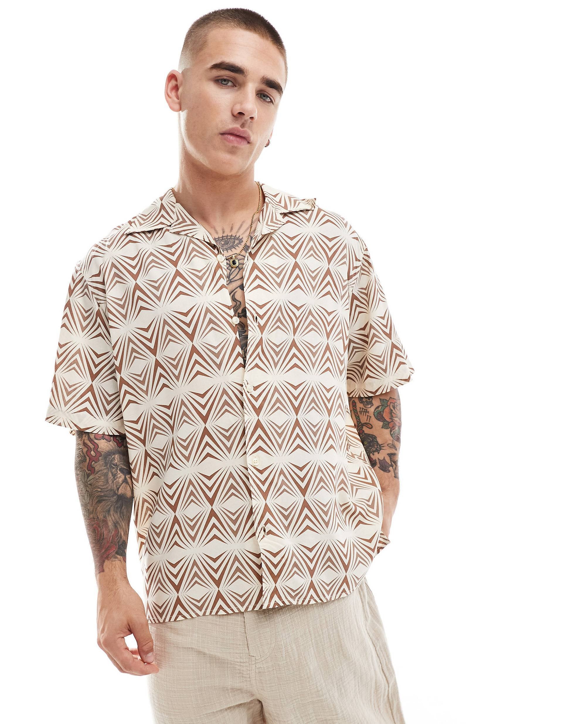 Selected Homme shirt geo beige
