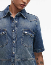 Load image into Gallery viewer, AllSaints rock denim mini dress mid indigo