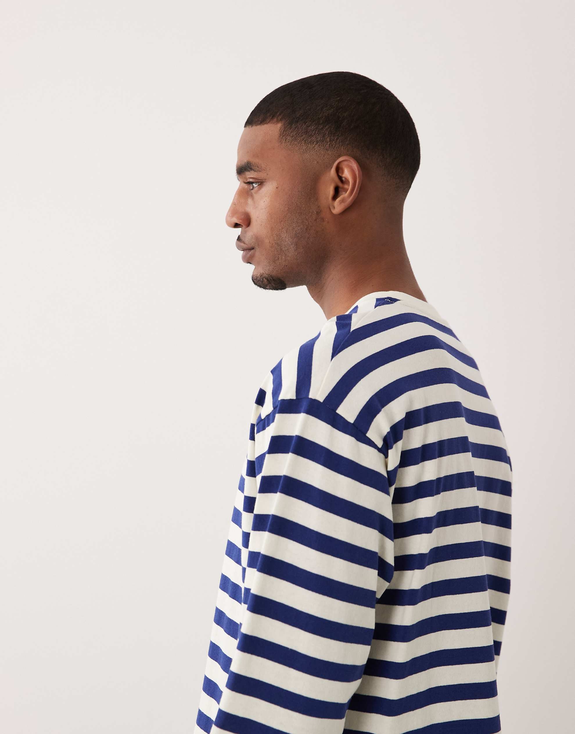ARKET oversized long sleeve t-shirt blue white stripe