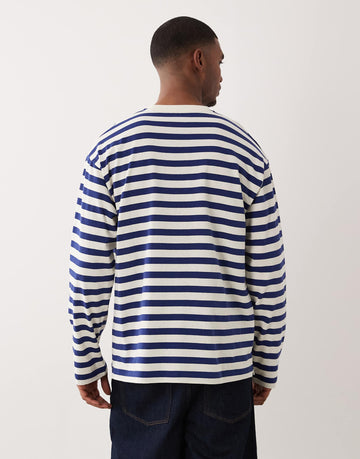 ARKET oversized long sleeve t-shirt blue white stripe