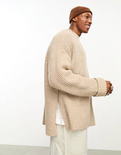 Load image into Gallery viewer, DESIGN wool mix jumper side splits oatmeal