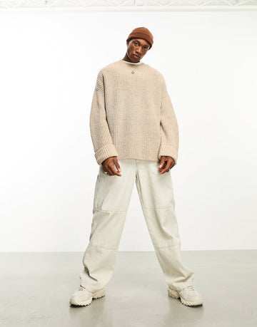 DESIGN wool mix jumper side splits oatmeal