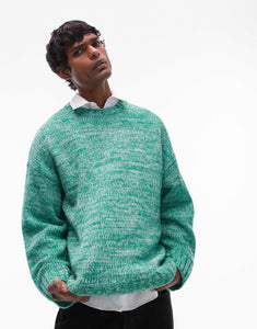 Topman relaxed fit jumper green marl