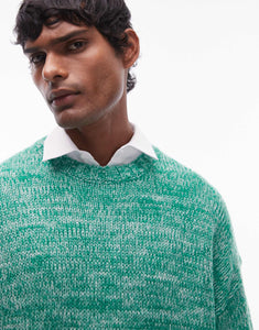 Topman relaxed fit jumper green marl