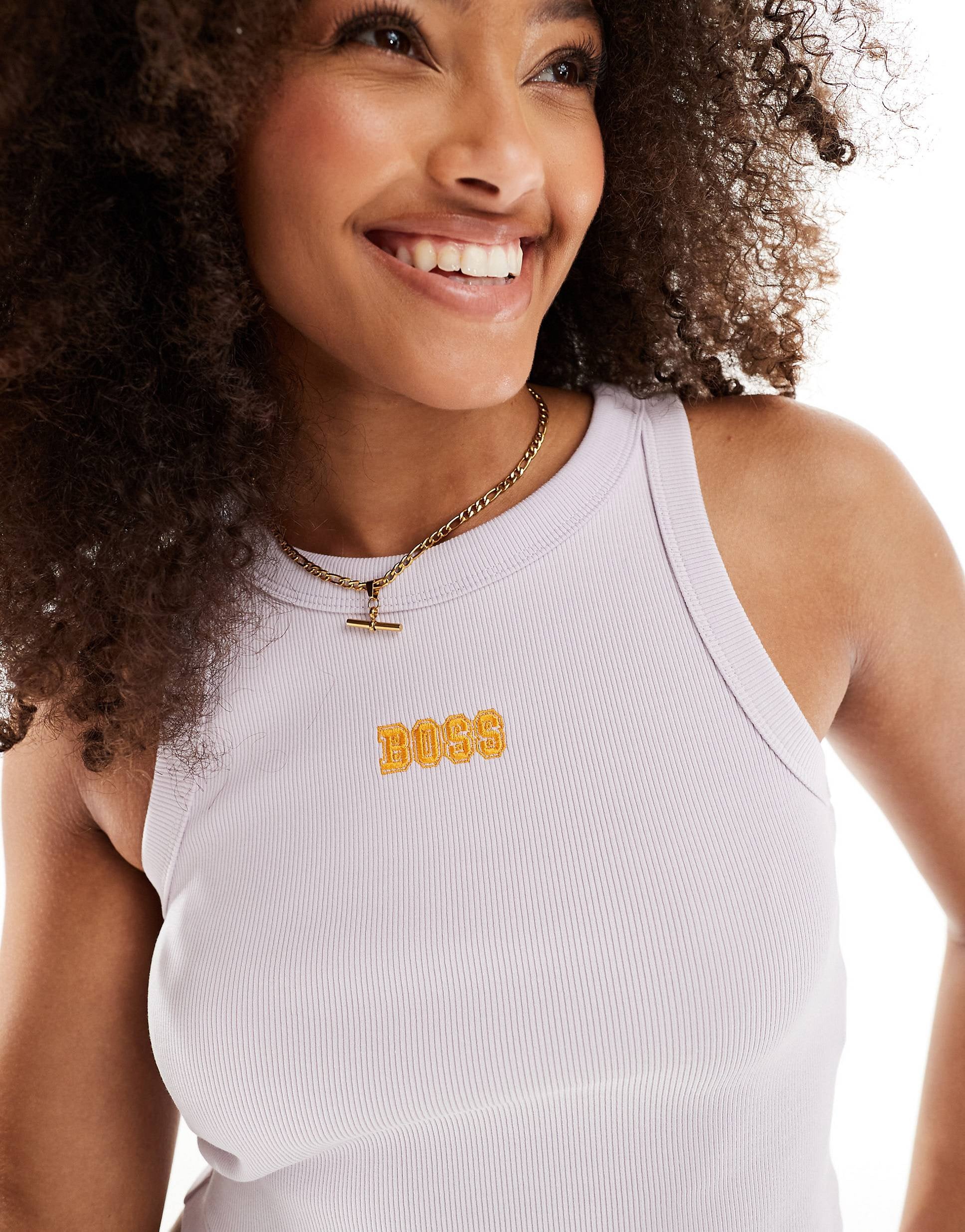 BOSS ribbed cropped vest pink