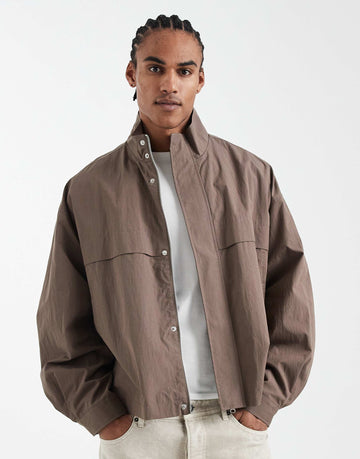 DESIGN oversized track jacket light brown