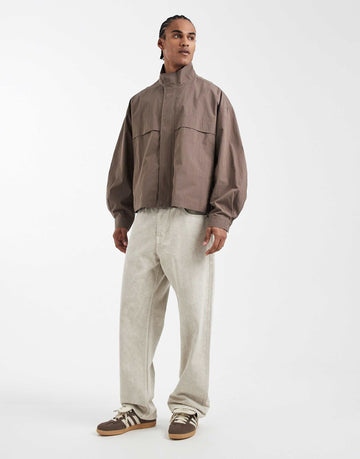 DESIGN oversized track jacket light brown