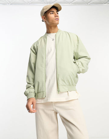 DESIGN oversized bomber jacket sage green