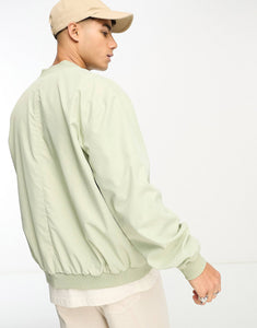 DESIGN oversized bomber jacket sage green