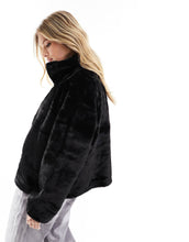 Load image into Gallery viewer, New Look faux fur funnel neck jacket black