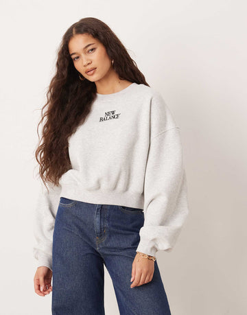 New Balance trackside fleece sweatshirt heather grey