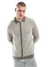 Load image into Gallery viewer, Another Influence textured zip through cardigan khaki