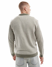 Load image into Gallery viewer, Another Influence textured zip through cardigan khaki