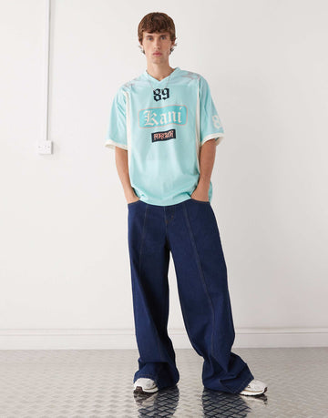 Karl Kani colourblock oversized jersey light blue
