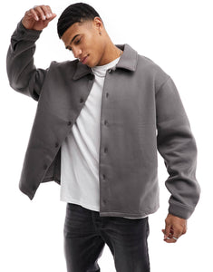 Selected Homme oversized jersey jacket dark grey