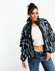 Tommy Jeans logo sherpa jacket zebra