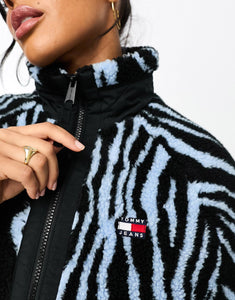 Tommy Jeans logo sherpa jacket zebra