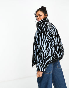 Tommy Jeans logo sherpa jacket zebra