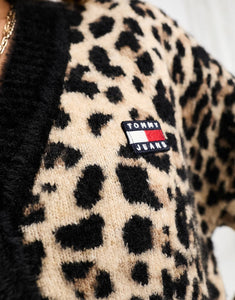 Tommy Jeans logo cardigan leopard print