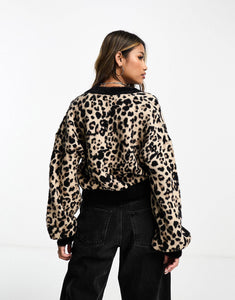 Tommy Jeans logo cardigan leopard print