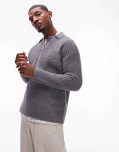 Topman premium relaxed fit jumper grey