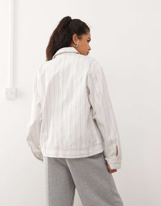 adidas Originals jacket cream pinstripe