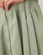 Load image into Gallery viewer, DESIGN cord smock mini dress peplum hem sage green