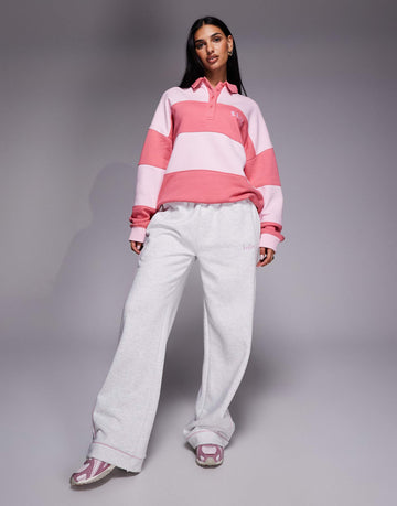 Kaiia oversized striped rugby sweatshirt baby pink coral