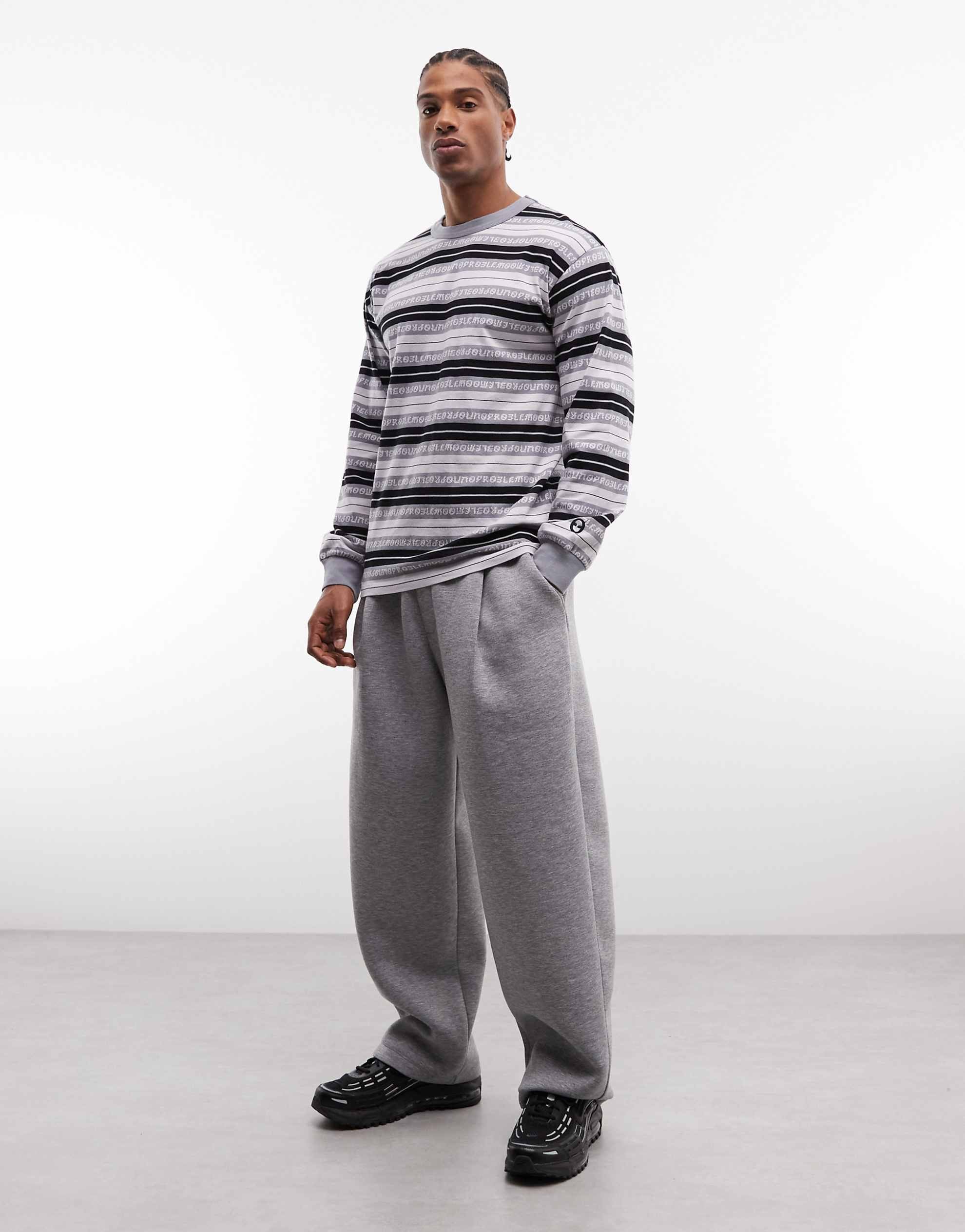 No Problemo jacsquard long sleeve tee black