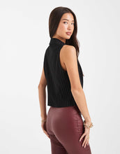 Load image into Gallery viewer, French Connection zip through tailored waistcoat black pinstripe