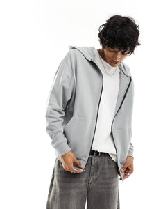 DARK FUTURE oversized zip through hoodie grey