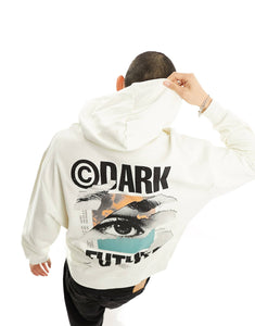 DARK FUTURE oversized hoodie ecru photographic