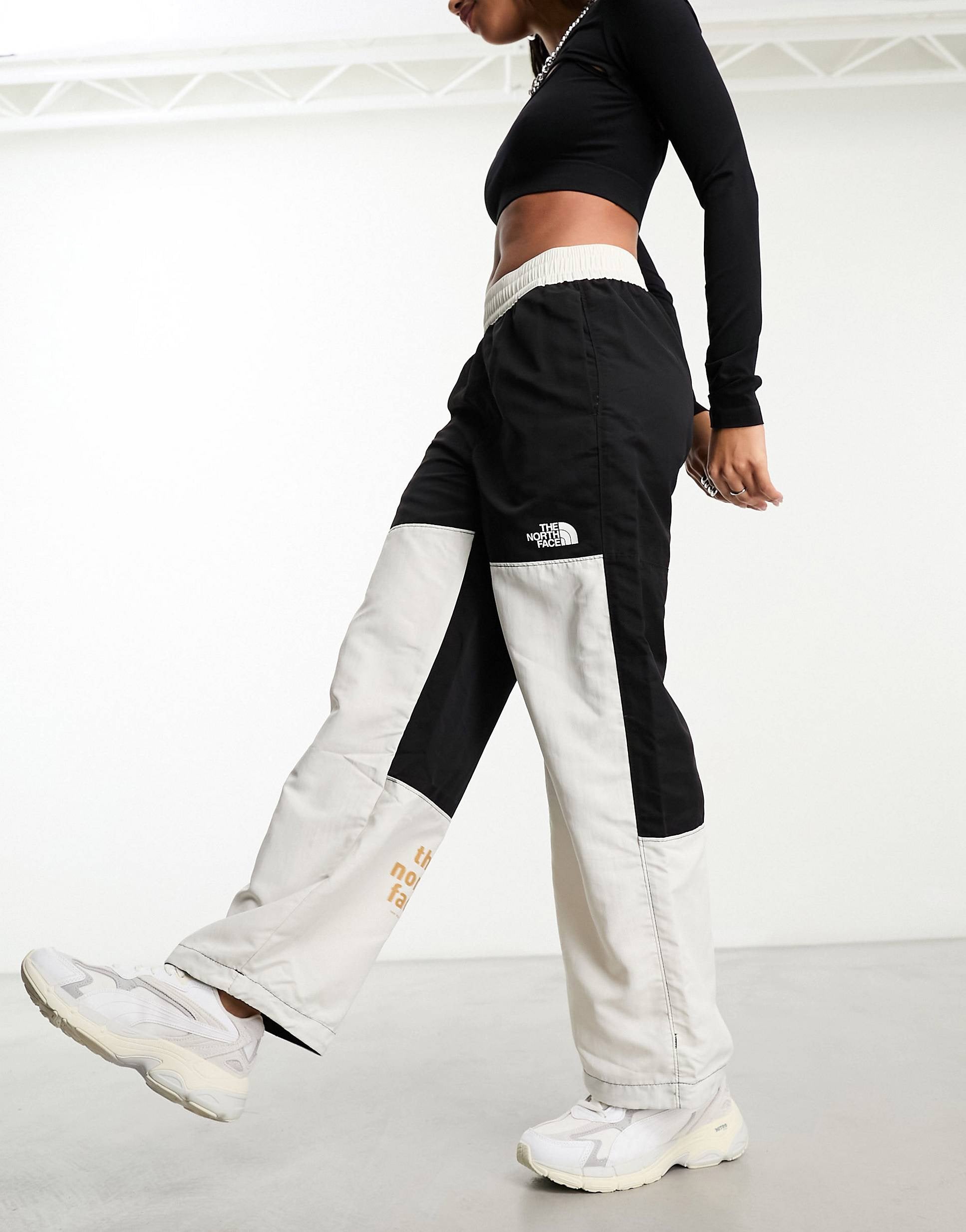 The North Face TNF Nylon joggers black white