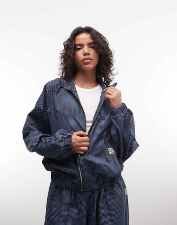 COLLUSION xl baggy nylon track jacket check co-ord