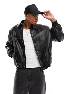 The Couture Club faux leather bomber jacket black