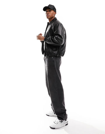 The Couture Club faux leather bomber jacket black