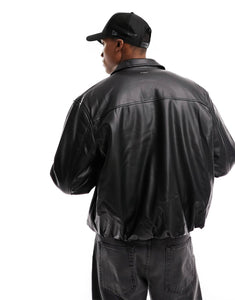 The Couture Club faux leather bomber jacket black