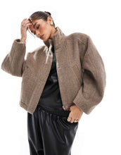 Load image into Gallery viewer, DESIGN brushed funnel neck bomber jacket mushroom