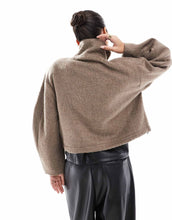 Load image into Gallery viewer, DESIGN brushed funnel neck bomber jacket mushroom