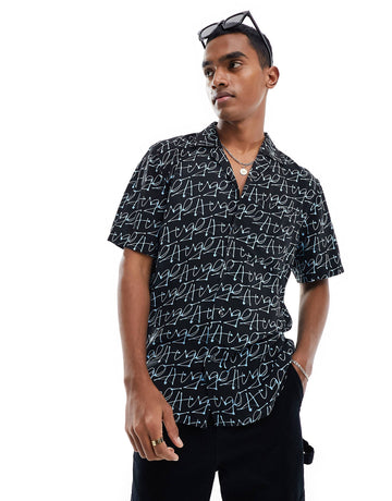 HUGO RED Ellino shirt black print