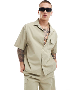 Sixth June co-ord textured shirt beige